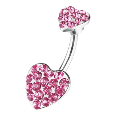 Produktbild von Taffstyle Bauchnabelpiercing Bauchnabelpiercing Schmuck Stecker Doppel Kristall Ferido Herz, Pink