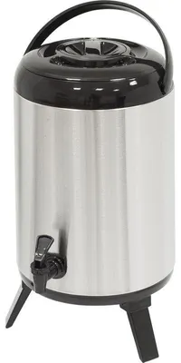 Produktbild von Getränkespender 9,5 Liter, isoliert, mit klappbaren Beinen, Bandhenkel und Hahn, Edelstahl, für Heiß- und Kaltgetränke