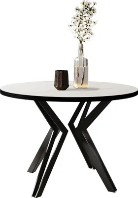 Produktbild von MIRJAN24 Ausziehbarer Tisch Randi, 100-176x100x76 cm, Einlageplatte unter der Tischplatte, Esstisch (Farbe: Schwarz / Bianco Marmor)