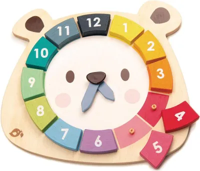 Obrázok produktu pre Tender Leaf Toys Bear Colors Clock, 3 rok / roky, Drevo, Viacfarebný