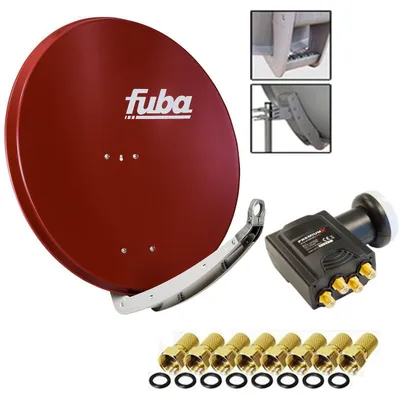 Produktbild von Fuba DAA 850 R Sat Schüssel Rot 85x85cm Deluxe LNB Quad PremiumX 8x F-Stecker