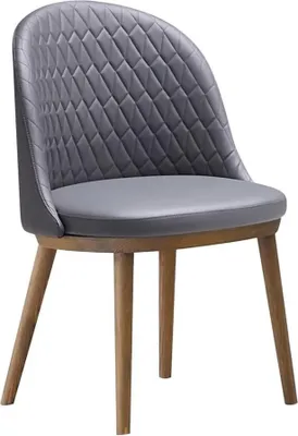 Immagine prodotto di Elegante sedia da pranzo con rivestimento in ecopelle grigia e gambe in legno