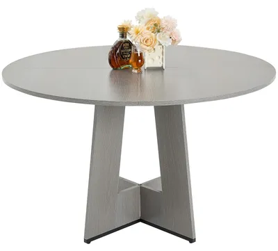 Runder Esstisch 120 cm, grau, MDF, rustikaler Stil, 2-4 Personen