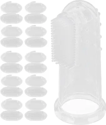 Produktbild von 10 Stück Baby-Fingerzahnbürste, weiche Silikon-Zahnbürsten für Neugeborene, transparente Schale