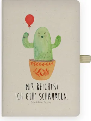 Produktbild von Mr. & Mrs. Panda Notizheft Kaktus Luftballon - Transparent - Geschenk, Freundin, Tagebuch, Journal, Ausbildung, Kakteen, skizzenbuch a4, kariertes notizbuch, Prüfung
