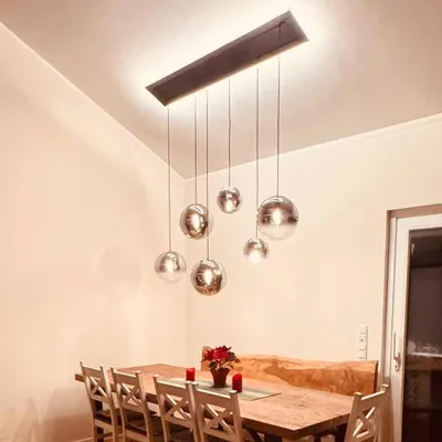 Produktbild von s.luce Orb Esstisch-Hängeleuchte 5-flammig 160cm Esstischlampe Esstischleuchte Rund