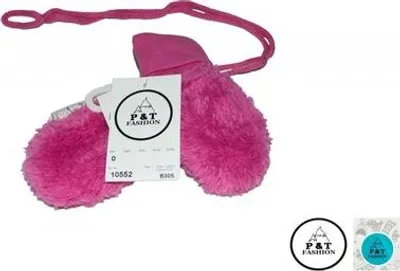 Produktbild von P&T Baby Fäustlinge Babys Fuchsia mit Schnur 6-12 Monate Warm Mikrofleece