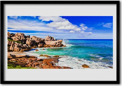 Produktbild von Bild 100x70 MDF-Rahmen Wandkunst Sea Landschaft Rock Beach