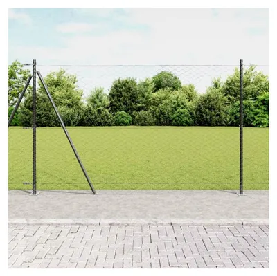 Produktbild von Zaunpfosten Grau 50 x 1,4 m (50 mm Maschenweite) aus Stahl und PVC für Gartenzaun, Hundezaun, Weidezaun und Hühnerzaun