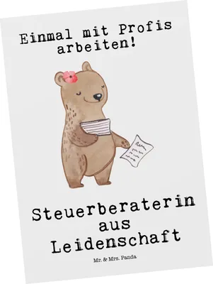 Produktbild von Mr. & Mrs. Panda Postkarte Steuerberaterin Leidenschaft - Weiß - Geschenk, Ansichtskarten, Ansichtskarte, Grußkarte, Fotokarte, Postkarten