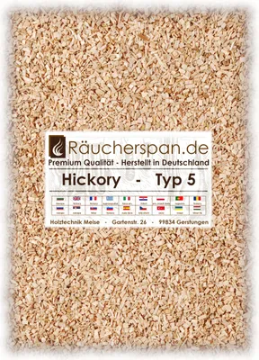 Produktbild von Räucherraspel von räucherspan.de - jetzt auch bei Kaufland - für Borniak Öfen - Hickory Typ 5, 2kg