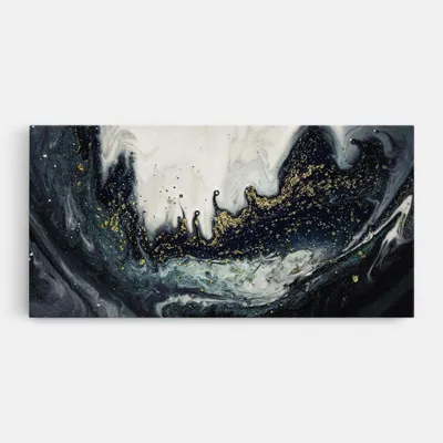 Produktbild von ARTHUB® Leinwandbild 60x120 cm, Abstract Black | Wohnzimmerdekoration, Hängende Bilder, Wanddekoration, Heimdekoration, Abstrakte, Marmor