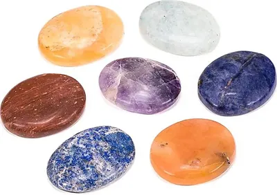 Image de Ensemble de 7 pierres Chakra de forme ovale - 4x2,7 cm