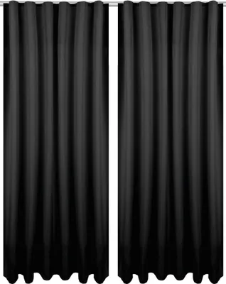 Produktbild von 2x Gardinen Ellen Kräuselband inkl. Raffhalter (Schwarz), Größe: 140x145cm