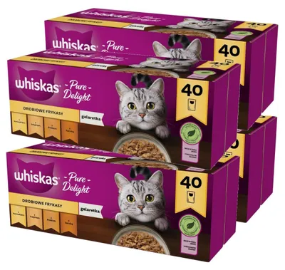 Produktbild von Whiskas Adult 160x85g Geflügel-Leckerbissen Nassfutter für Erwachsene Katzen 4 Geschmacksrichtungen in Gelee