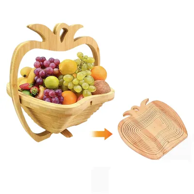 Produktbild von Obstkörbe, faltbarer Obstkorb, Obstschale, Ananas-Design aus Bambus, vielseitig nutzbar als Untersetzer & Schneidebrett