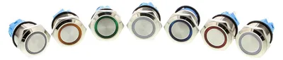 Produktbild von Drucktaster, Chrom - 3V/5V, LED beleuchtet Leuchtringfarbe: Weiß Spannung: 5V
