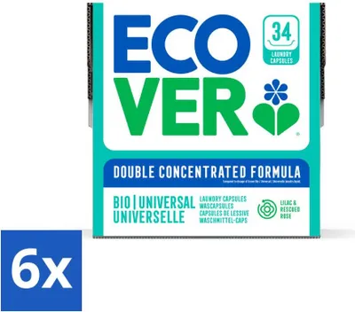 Produktbild von Ecover - Waschkapseln - Universal - Konzentrierte Formel - 34 Wäschen - Vorteilspack - 6 Stücke