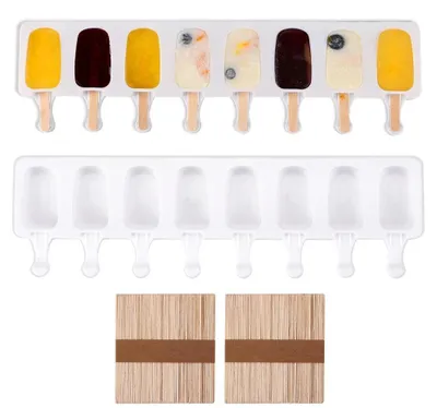 Produktbild von Set mit 2 Silikon-Eisformen und 100 Eisstielen für Eis am Stiel