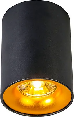 Produktbild von QAZQA - Design Moderner AufbauSpot I Spotlight I Deckenspot I Deckenstrahler I Strahler I Lampe I Leuchte Schwarz mit Gold I Messing - Ronda I Wohnzimmer I Schlafzimmer - Stahl Zylinder - LED geeignet