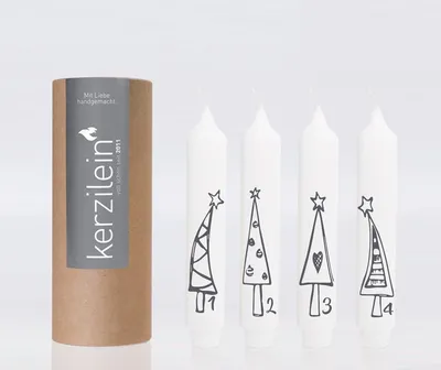 Produktbild von Stabkerzen Set, weiß/anthrazit "1234 Weihnachtsbäume"