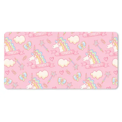 Produktbild von MuchoWow® Schreibtischunterlage Einhorn - Rosa - Muster - Kind 80x40 cm - XXL Mauspad - Gaming Mauspad