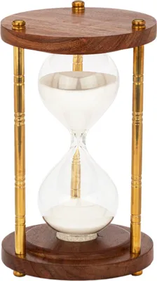 Produktbild von NKlaus Nautische Sanduhr 3 Säulen Messing/Holz 30min. 17,5x10cm Maritime Dekoration 14992
