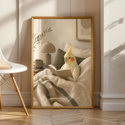 Obrázok produktu pre Plagáty s motívmi lutinového papagája (Nymphensittich) v štýle guaše, rozmer 99 x 140 cm