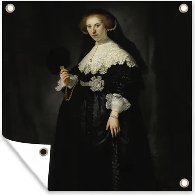 Produktbild von MuchoWow® 50x50 cm Outdoor-Poster Gartendeko Sichtschutz Garten Poster für den Garten  Das Eheporträt von Oopjen Coppit - Rembrandt van Rijn