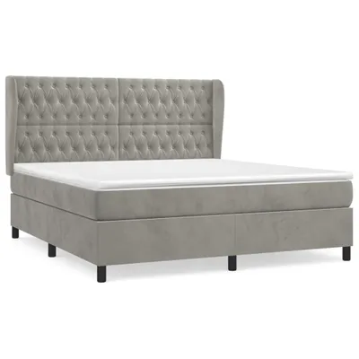 Produktbild von vidaXL Boxspringbett mit Matratze Hellgrau 160x200 cm Samt