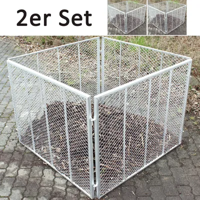 Produktbild von 2x TRUTZHOLM Komposter 100x100x80 cm Metallkomposter aus Streckmetall Gartenkomposter  Feuerverzinkt