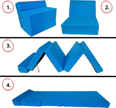 Produktbild von Klappmatratze mit Kopfteil 195x70x10 cm - 1331, komfortabel, tragbar, praktisch, Gästebett, ideal auch fürs Camping