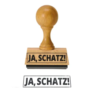 Produktbild von Holzstempel 'Ja, Schatz!' für Männer, schlicht, handlich, ca. 2,5x4,5x6,5 cm