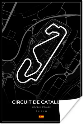Produktbild von MuchoWow® Poster F1 - Rennstrecke - Circuit de Barcelona-Catalunya - Rennstrecke - Spanien - Schwarz 120x180 cm - Kunstposter