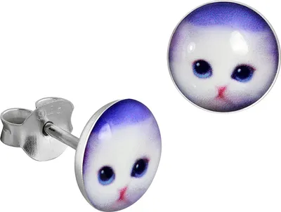 Productafbeelding van SilberDream oorbellen voor kinderen en dames, zilver, paars, kattenmotief, 8mm, SDO85131