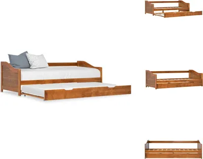 Produktbild von vidaXL Ausziehsofa Bettgestell Honigbraun Kiefernholz 90×200 cm - Betten & Bettgestelle