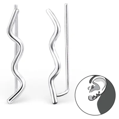 Produktbild von Ohrstecker Silber: Ear Cuff Ohrklemmen Welle
