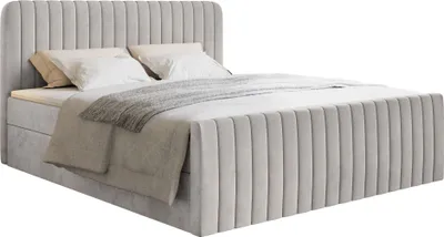 Produktbild von Selsey Saliano - Boxspringbett 180x200 mit Bettkasten, Topper und Samtbezug, Greige