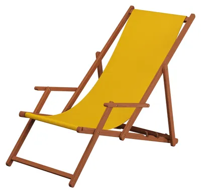 Produktbild von Deckchair gelb Liegestuhl klappbare Sonnenliege Gartenliege Holz Strandstuhl Gartenmöbel 10-302KD