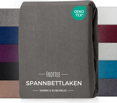 Produktbild von Frottee Spannbettlaken Grau 100x200 cm, Warmes Winter Bettlaken
