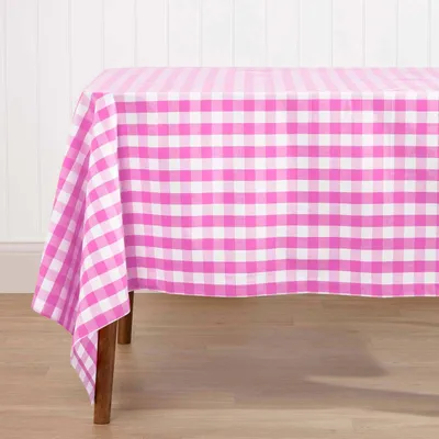 Obrázek produktu pro HOMESCAPES Růžový kostkovaný ubrus ze 100% bavlny, 138 x 138 cm