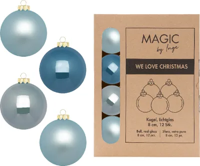Produktbild von Weihnachtskugeln Glas 8cm 12 Stück - Elysian Blue