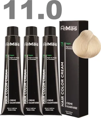 Produktbild von FemMas Haarfarbe mit Arganöl Platinblond Intensiv 11.0 | 3x100 ml