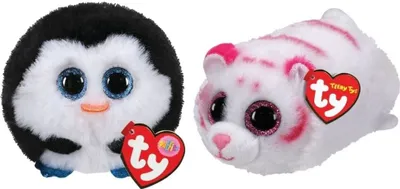 Immagine prodotto di Ty - Animali di peluche - Teeny Puffies - Pinguino Waddles e Tigre Tabor