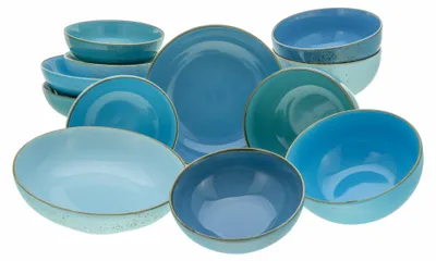 Produktbild von CreaTable, 23413, Nature Collection Aqua, Bowl Set 12-tlg, Steinzeug