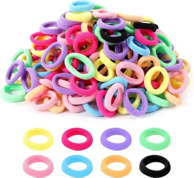 Image de 200 mini élastiques à cheveux fille Coloré 2,5 cm de diamètre - Set d'élastiques à tresser pour enfants