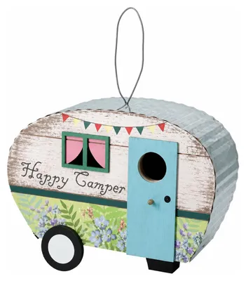 Produktbild von Vogelhauschen „Caravan“ - Farbmix - Holz - beige/blau - 24 x 17 cm - Nistkasten