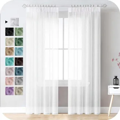 Immagine prodotto di Set da 2 - Tende trasparenti - 280 x 140 cm - Nastro pieghettato - Tende ad anelli - Effetto lino - Per soggiorno, camera da letto, camera delle ragazze, camera dei ragazzi