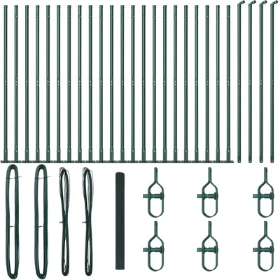 Produktbild von Möbel Schweißdrahtzaun mit 13 Flanschpfosten Grün 1,4x50 m Stahl - Metallzäune 3352478