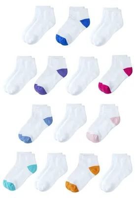 Immagine prodotto di Calzini corti in cotone unisex per bambini, confezione da 14, disponibili in vari colori